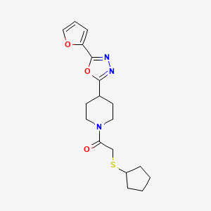 2-(Cyclopentylthio)-1-(4-(5-(furan-2-yl)-1,3,4-oxadiazol-2-yl)piperidin-1-yl)ethanone - 1209429-02-6