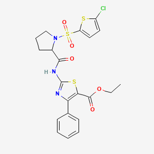 Ethyl 2-(1-((5-chlorothiophen-2-yl)sulfonyl)pyrrolidine-2-carboxamido)-4-phenylthiazole-5-carboxylate - 1101178-54-4