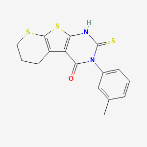 4-(3-Methylphenyl)-5-sulfanyl-8,10-dithia-4,6-diazatricyclo[7.4.0.0,2,7]trideca-1(9),2(7),5-trien-3-one - 796067-52-2
