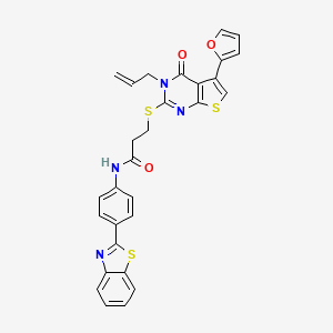 3-((3-allyl-5-(furan-2-yl)-4-oxo-3,4-dihydrothieno[2,3-d]pyrimidin-2-yl)thio)-N-(4-(benzo[d]thiazol-2-yl)phenyl)propanamide - 670273-74-2