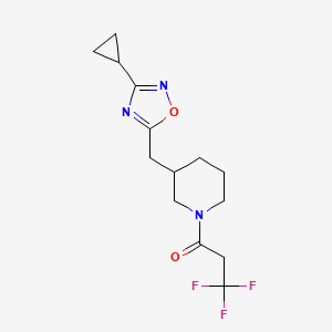 1-(3-((3-Cyclopropyl-1,2,4-oxadiazol-5-yl)methyl)piperidin-1-yl)-3,3,3-trifluoropropan-1-one - 1705879-69-1