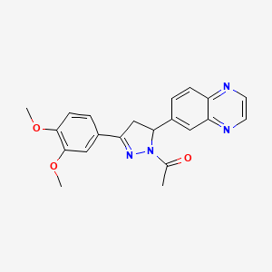 1-(3-(3,4-dimethoxyphenyl)-5-(quinoxalin-6-yl)-4,5-dihydro-1H-pyrazol-1-yl)ethanone - 942034-25-5