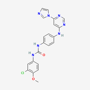 1-(4-((6-(1H-imidazol-1-yl)pyrimidin-4-yl)amino)phenyl)-3-(3-chloro-4-methoxyphenyl)urea - 1170046-43-1