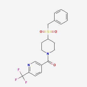 (4-(Benzylsulfonyl)piperidin-1-yl)(6-(trifluoromethyl)pyridin-3-yl)methanone - 2034531-91-2