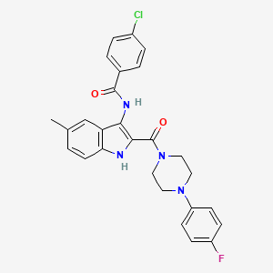 4-chloro-N-[2-[4-(4-fluorophenyl)piperazine-1-carbonyl]-5-methyl-1H-indol-3-yl]benzamide - 1030126-83-0