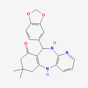 10-(2H-1,3-benzodioxol-5-yl)-14,14-dimethyl-2,7,9-triazatricyclo[9.4.0.0^{3,8}]pentadeca-1(11),3,5,7-tetraen-12-one - 705268-90-2