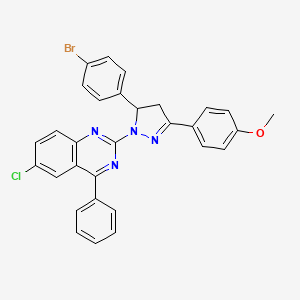 2-(5-(4-bromophenyl)-3-(4-methoxyphenyl)-4,5-dihydro-1H-pyrazol-1-yl)-6-chloro-4-phenylquinazoline - 361160-57-8