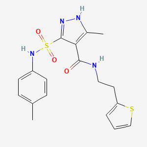 3-methyl-N-(2-(thiophen-2-yl)ethyl)-5-(N-(p-tolyl)sulfamoyl)-1H-pyrazole-4-carboxamide - 1319152-18-5