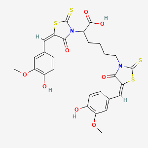 2,6-bis[(5E)-5-[(4-hydroxy-3-methoxyphenyl)methylidene]-4-oxo-2-sulfanylidene-1,3-thiazolidin-3-yl]hexanoic acid - 305377-59-7