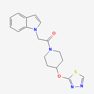 1-(4-((1,3,4-thiadiazol-2-yl)oxy)piperidin-1-yl)-2-(1H-indol-1-yl)ethan-1-one - 2180010-73-3