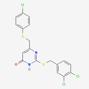 6-{[(4-Chlorophenyl)sulfanyl]methyl}-2-[(3,4-dichlorobenzyl)sulfanyl]-4-pyrimidinol - 866143-63-7