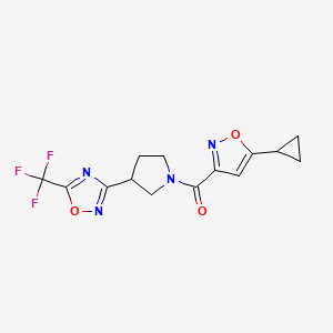 (5-Cyclopropylisoxazol-3-yl)(3-(5-(trifluoromethyl)-1,2,4-oxadiazol-3-yl)pyrrolidin-1-yl)methanone - 2034322-54-6
