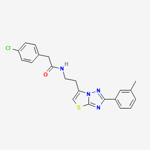 2-(4-chlorophenyl)-N-(2-(2-(m-tolyl)thiazolo[3,2-b][1,2,4]triazol-6-yl)ethyl)acetamide - 894025-48-0