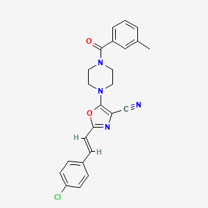 2-[(E)-2-(4-chlorophenyl)ethenyl]-5-[4-(3-methylbenzoyl)piperazin-1-yl]-1,3-oxazole-4-carbonitrile - 940987-88-2
