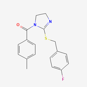 (2-((4-fluorobenzyl)thio)-4,5-dihydro-1H-imidazol-1-yl)(p-tolyl)methanone - 851865-56-0