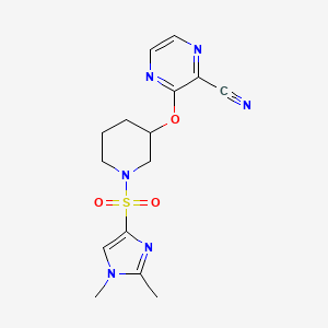 3-((1-((1,2-dimethyl-1H-imidazol-4-yl)sulfonyl)piperidin-3-yl)oxy)pyrazine-2-carbonitrile - 2034479-99-5