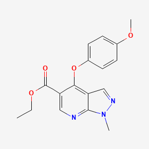 ethyl 4-(4-methoxyphenoxy)-1-methyl-1H-pyrazolo[3,4-b]pyridine-5-carboxylate - 866144-59-4