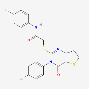 2-((3-(4-chlorophenyl)-4-oxo-3,4,6,7-tetrahydrothieno[3,2-d]pyrimidin-2-yl)thio)-N-(4-fluorophenyl)acetamide - 687563-37-7