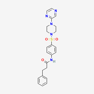 3-phenyl-N-(4-((4-(pyrazin-2-yl)piperazin-1-yl)sulfonyl)phenyl)propanamide - 1049495-65-9