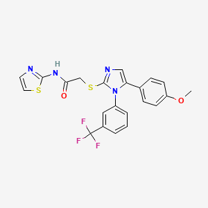 2-((5-(4-methoxyphenyl)-1-(3-(trifluoromethyl)phenyl)-1H-imidazol-2-yl)thio)-N-(thiazol-2-yl)acetamide - 1226434-58-7