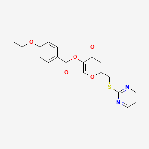 4-oxo-6-[(pyrimidin-2-ylsulfanyl)methyl]-4H-pyran-3-yl 4-ethoxybenzoate - 877635-55-7