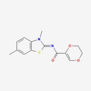 (E)-N-(3,6-dimethylbenzo[d]thiazol-2(3H)-ylidene)-5,6-dihydro-1,4-dioxine-2-carboxamide - 864937-62-2