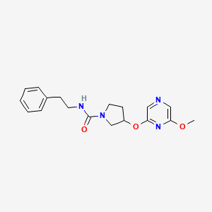 3-((6-methoxypyrazin-2-yl)oxy)-N-phenethylpyrrolidine-1-carboxamide - 2034209-30-6