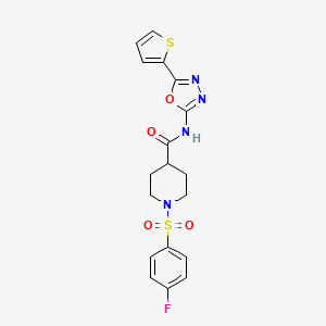 1-((4-fluorophenyl)sulfonyl)-N-(5-(thiophen-2-yl)-1,3,4-oxadiazol-2-yl)piperidine-4-carboxamide - 923396-39-8