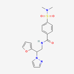4-(N,N-dimethylsulfamoyl)-N-(2-(furan-2-yl)-2-(1H-pyrazol-1-yl)ethyl)benzamide - 2034566-73-7