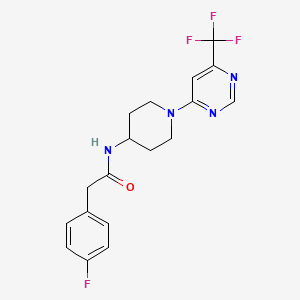 2-(4-fluorophenyl)-N-{1-[6-(trifluoromethyl)pyrimidin-4-yl]piperidin-4-yl}acetamide - 1775511-46-0