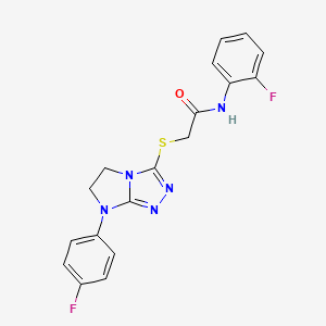 N-(2-fluorophenyl)-2-((7-(4-fluorophenyl)-6,7-dihydro-5H-imidazo[2,1-c][1,2,4]triazol-3-yl)thio)acetamide - 921834-00-6