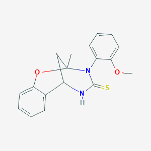 3-(2-methoxyphenyl)-2-methyl-2,3,5,6-tetrahydro-4H-2,6-methano-1,3,5-benzoxadiazocine-4-thione - 702655-58-1