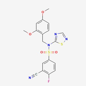3-cyano-N-(2,4-dimethoxybenzyl)-4-fluoro-N-(1,2,4-thiadiazol-5-yl)benzenesulfonamide - 1235406-41-3
