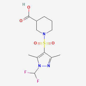 1-((1-(difluoromethyl)-3,5-dimethyl-1H-pyrazol-4-yl)sulfonyl)piperidine-3-carboxylic acid - 956935-30-1