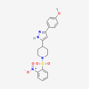 4-[3-(4-methoxyphenyl)-1H-pyrazol-5-yl]-1-(2-nitrophenyl)sulfonylpiperidine - 1024592-70-8
