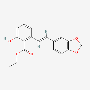 2-(2-Benzo[1,3]dioxol-5-yl-vinyl)-6-hydroxy-benzoic acid ethyl ester - 365543-23-3