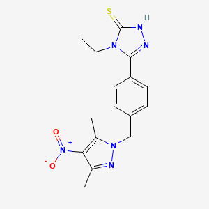5-[4-(3,5-Dimethyl-4-nitro-pyrazol-1-ylmethyl)-phenyl]-4-ethyl-4H-[1,2,4]triazole-3-thiol - 1001756-34-8