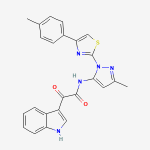 2-(1H-indol-3-yl)-N-(3-methyl-1-(4-(p-tolyl)thiazol-2-yl)-1H-pyrazol-5-yl)-2-oxoacetamide - 1019103-28-6