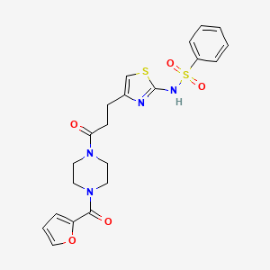 N-(4-(3-(4-(furan-2-carbonyl)piperazin-1-yl)-3-oxopropyl)thiazol-2-yl)benzenesulfonamide - 1040639-50-6