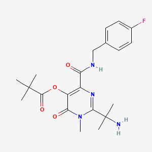 Propanoic acid, 2,2-dimethyl-, 2-(1-amino-1-methylethyl)-4-[[[(4-fluorophenyl)methyl]amino]carbonyl]-1,6-dihydro-1-methyl-6-oxo-5-pyrimidinyl ester - 1172131-64-4