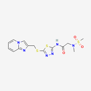 N-(5-((imidazo[1,2-a]pyridin-2-ylmethyl)thio)-1,3,4-thiadiazol-2-yl)-2-(N-methylmethylsulfonamido)acetamide - 1251543-06-2
