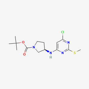 (R)-3-(6-Chloro-2-methylsulfanyl-pyrimidin-4-ylamino)-pyrrolidine-1-carboxylic acid tert-butyl ester - 1314354-78-3