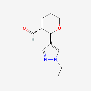 rac-(2R,3R)-2-(1-ethyl-1H-pyrazol-4-yl)oxane-3-carbaldehyde, trans - 1969287-73-7