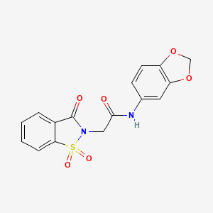 N-(2H-1,3-benzodioxol-5-yl)-2-(1,1,3-trioxo-2,3-dihydro-1lambda6,2-benzothiazol-2-yl)acetamide - 452298-25-8