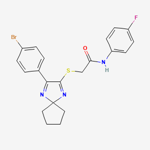 2-{[3-(4-Bromophenyl)-1,4-diazaspiro[4.4]nona-1,3-dien-2-YL]sulfanyl}-N-(4-fluorophenyl)acetamide - 899913-12-3