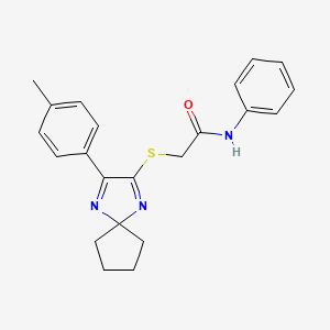 2-{[3-(4-methylphenyl)-1,4-diazaspiro[4.4]nona-1,3-dien-2-yl]sulfanyl}-N-phenylacetamide - 899913-89-4