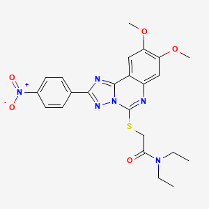 2-{[8,9-DIMETHOXY-2-(4-NITROPHENYL)-[1,2,4]TRIAZOLO[1,5-C]QUINAZOLIN-5-YL]SULFANYL}-N,N-DIETHYLACETAMIDE - 902433-60-7