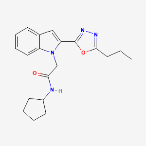 N-cyclopentyl-2-[2-(5-propyl-1,3,4-oxadiazol-2-yl)-1H-indol-1-yl]acetamide - 946381-85-7