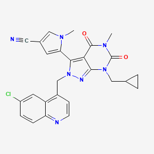 5-{2-[(6-chloroquinolin-4-yl)methyl]-7-(cyclopropylmethyl)-5-methyl-4,6-dioxo-2H,4H,5H,6H,7H-pyrazolo[3,4-d]pyrimidin-3-yl}-1-methyl-1H-pyrrole-3-carbonitrile - 