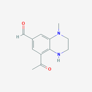 8-Acetyl-4-methyl-1,2,3,4-tetrahydroquinoxaline-6-carbaldehyde - 89334-35-0